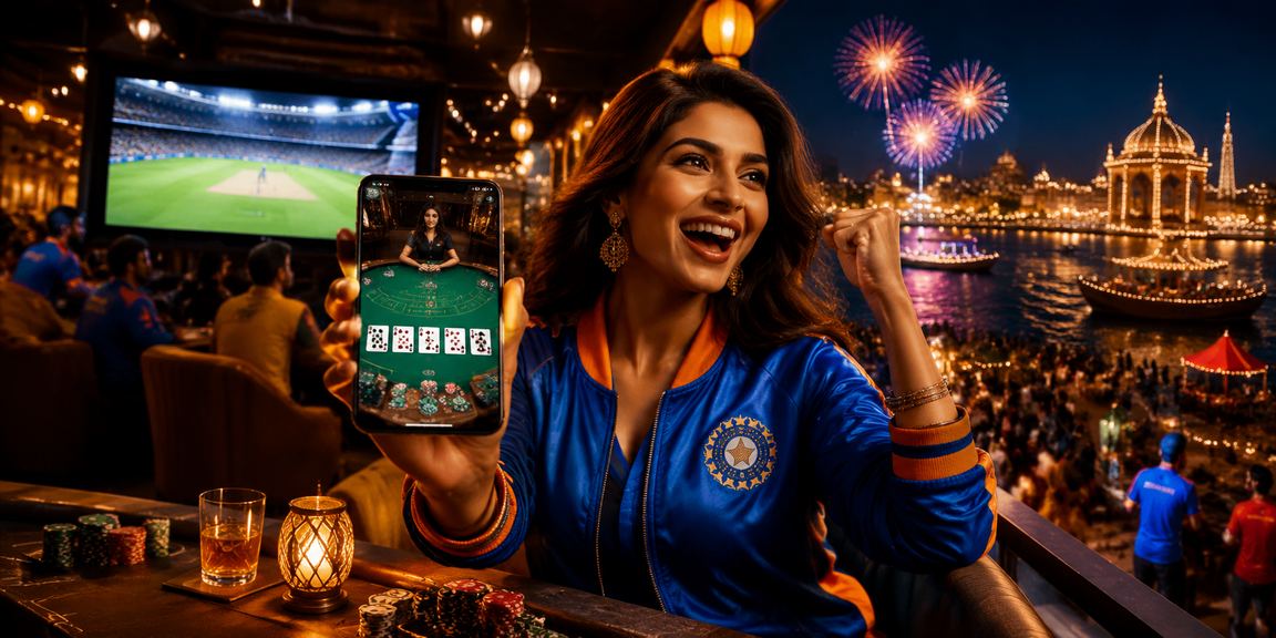 Indian lottery night market scene with vibrant lights and players